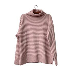 For The Republic Womens Pink Ribbed Mock Neck Wool Blend Pullover Sweater Small